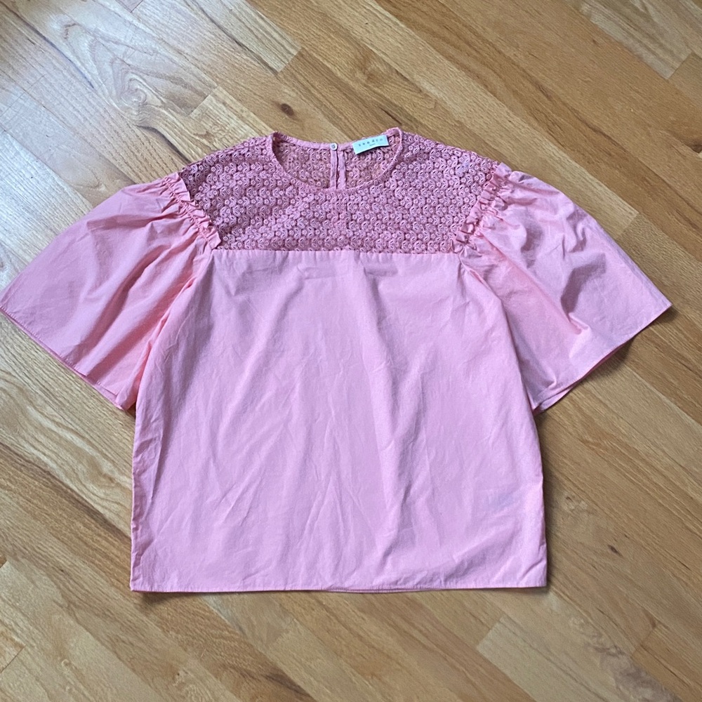 Sandro Pink Lace Detail Blouse NWOT Size 3